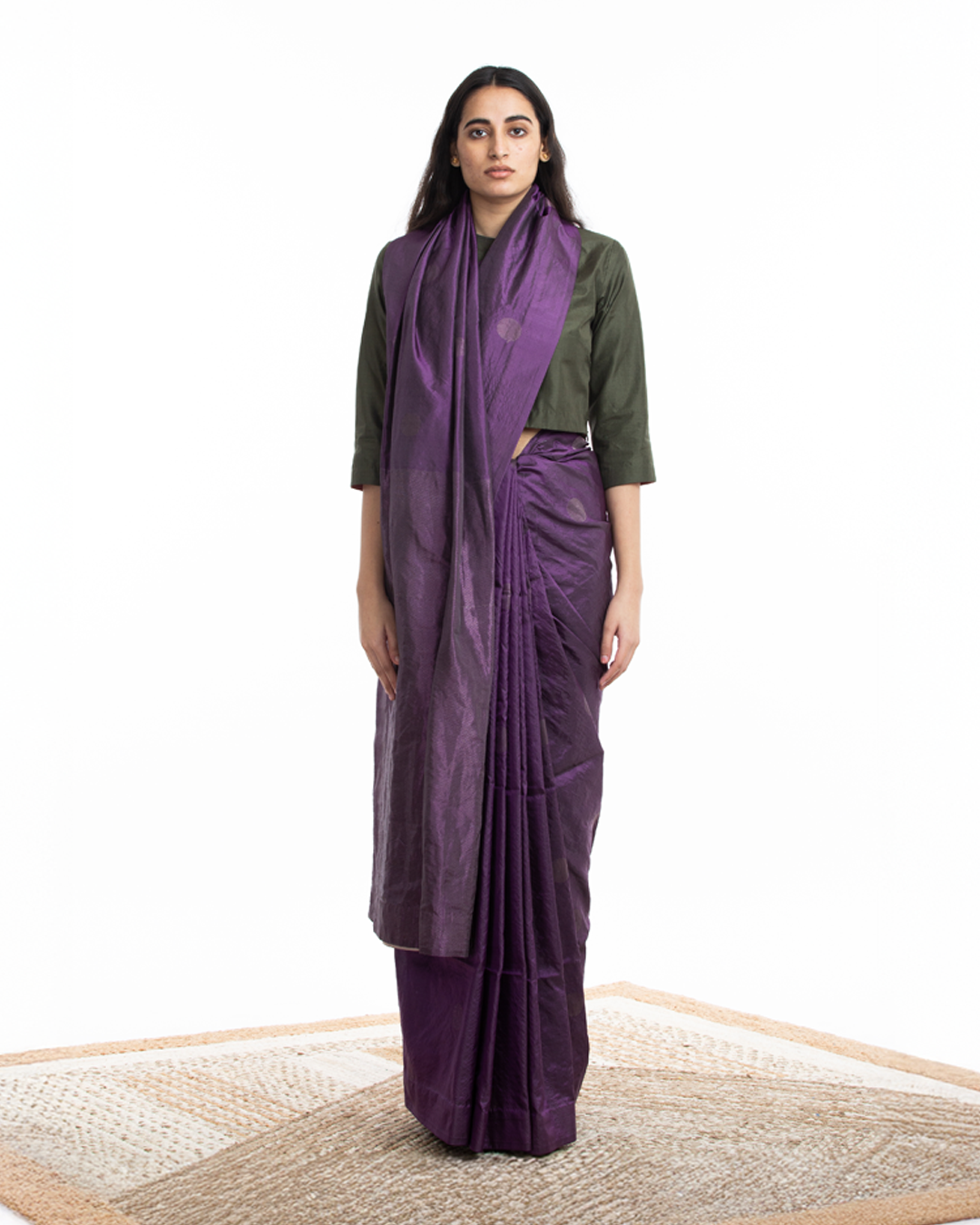 Handwoven Purple Circle Silk Saree