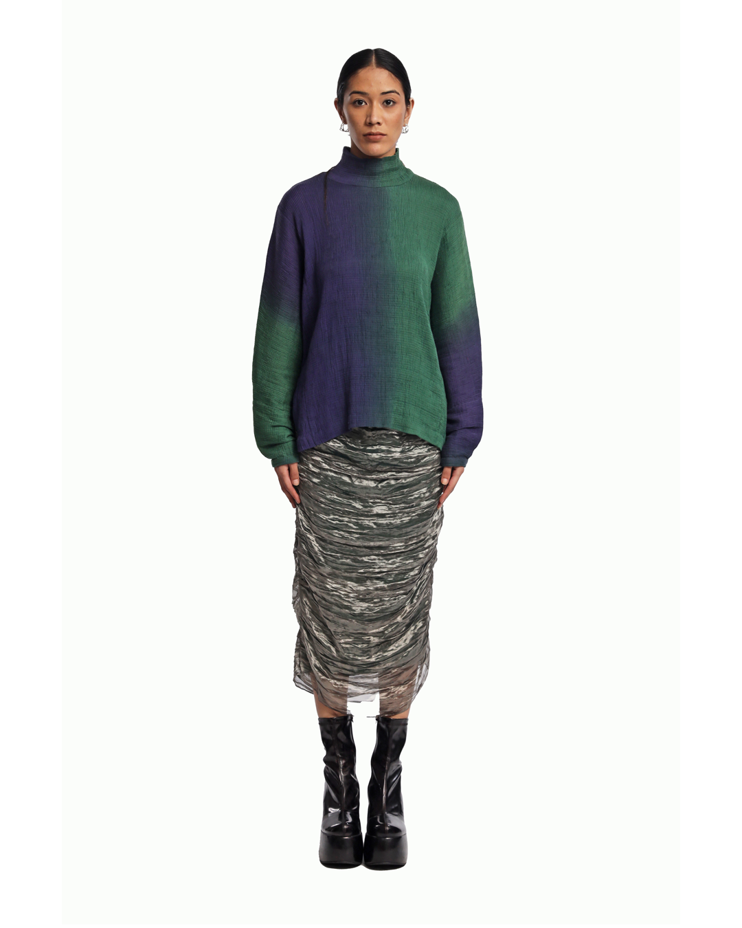 Handwoven Liquid Molten Metallic Textured Kinji Skirt