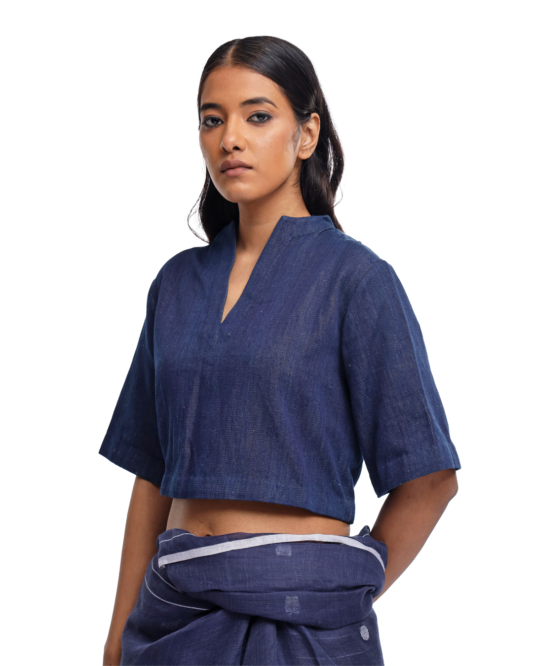 Cotton Denim Indigo Blouse
