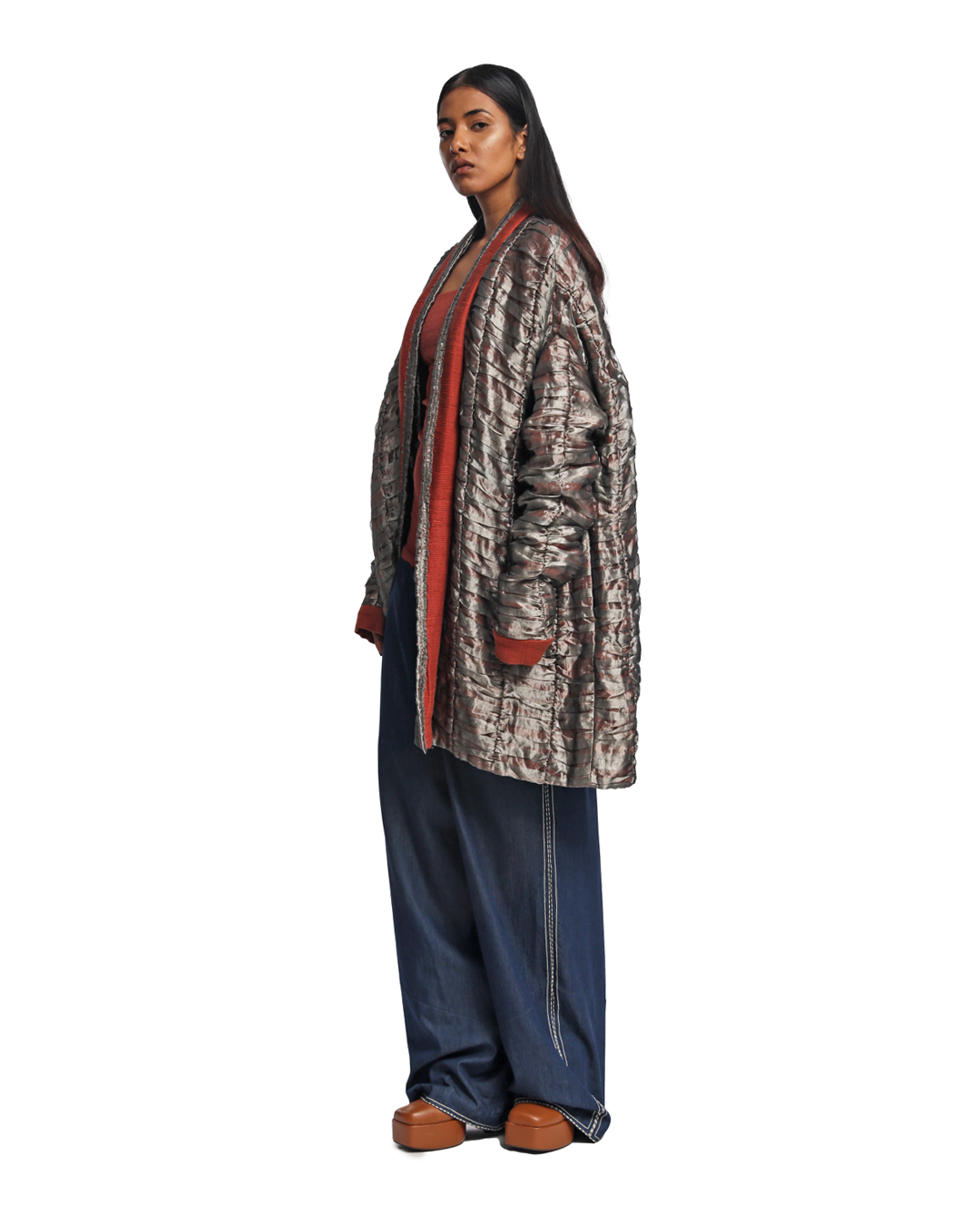 Handwoven Textured Liquid Molten Kinji Jacket