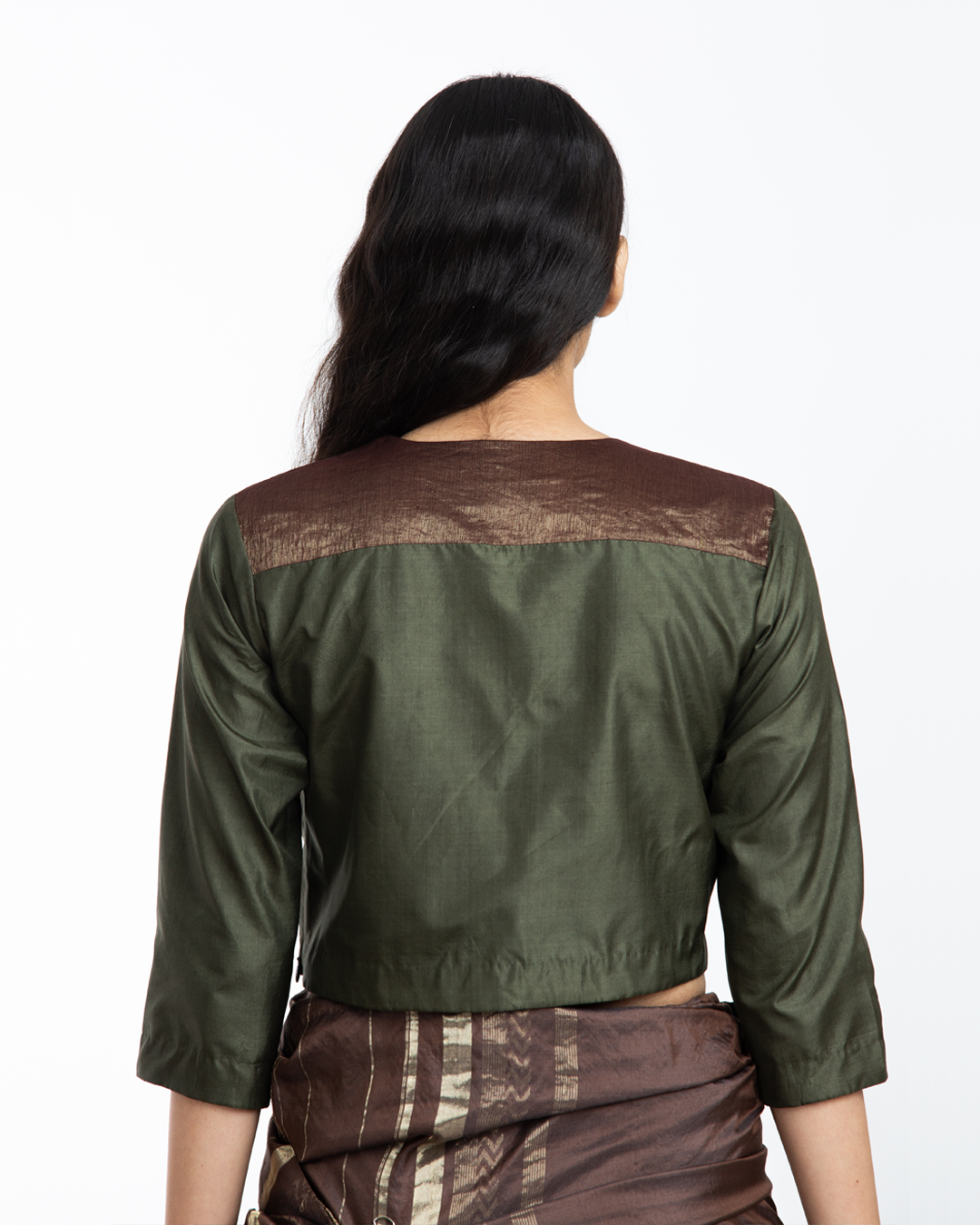 Handwoven Olive silk Blouse