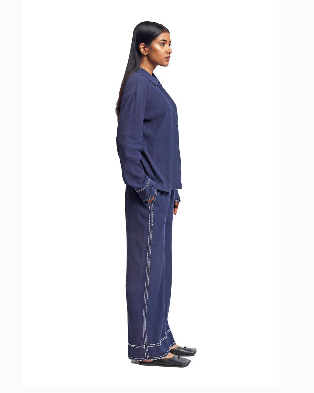 Handwoven Bamboo Blue Shirt