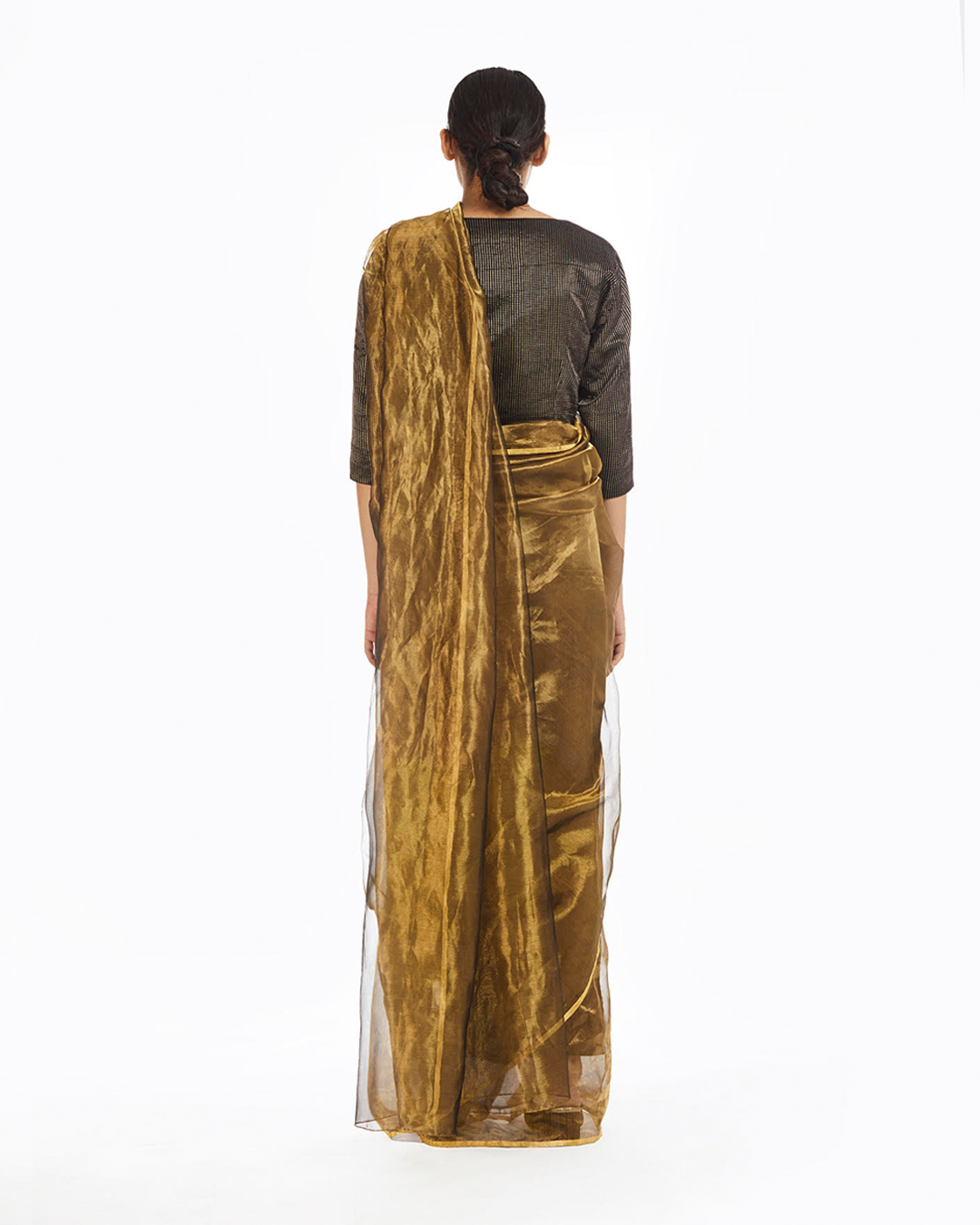 Handwoven Liquid Molten Gold Metallic Saree