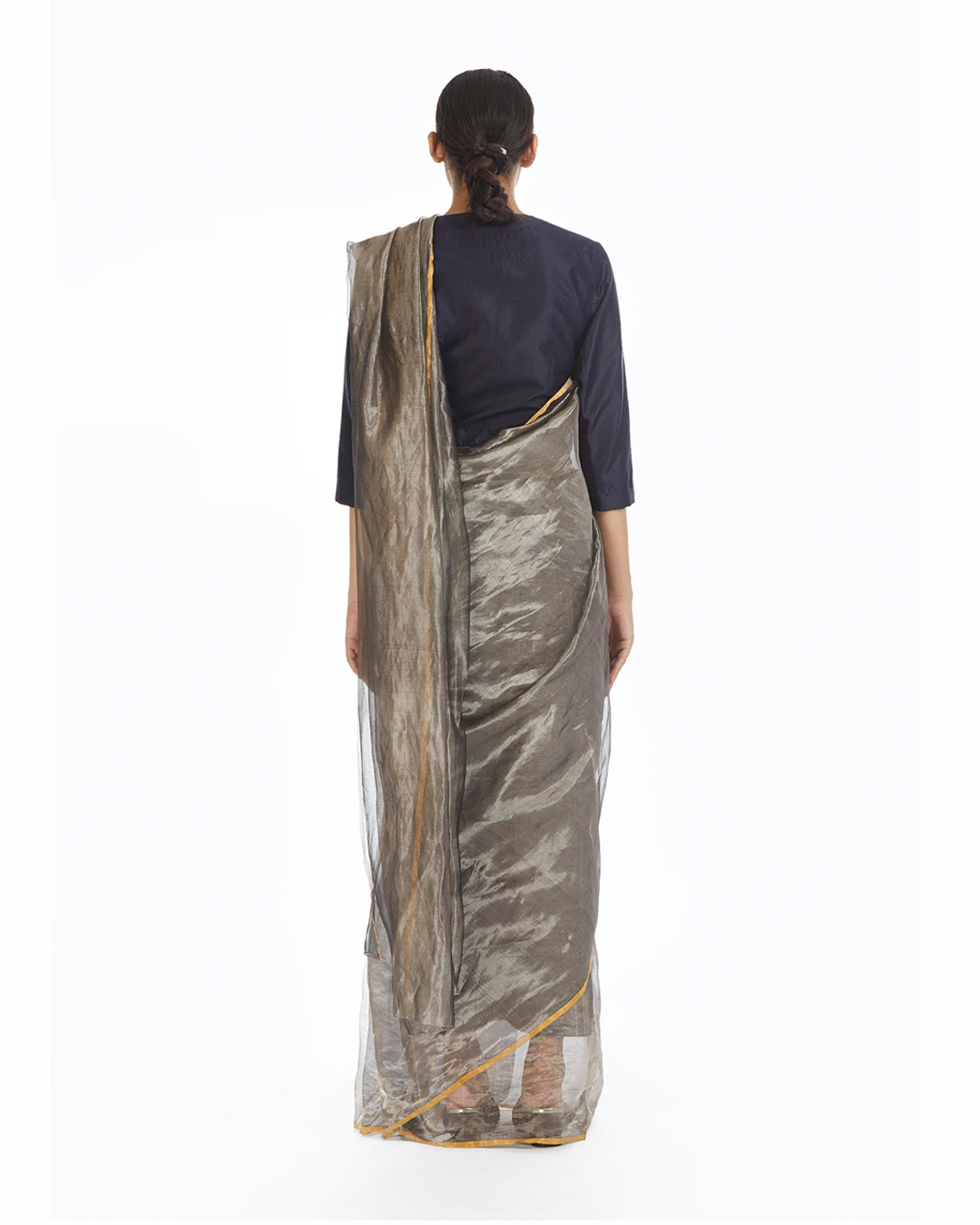 Handwoven Dark Blue Silk Blouse
