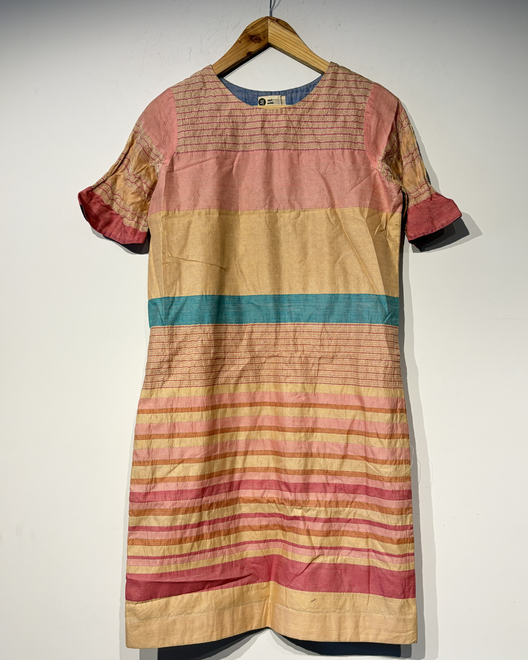 Handwoven Silk Cotton Stainless Steel Engineered stripe Dress