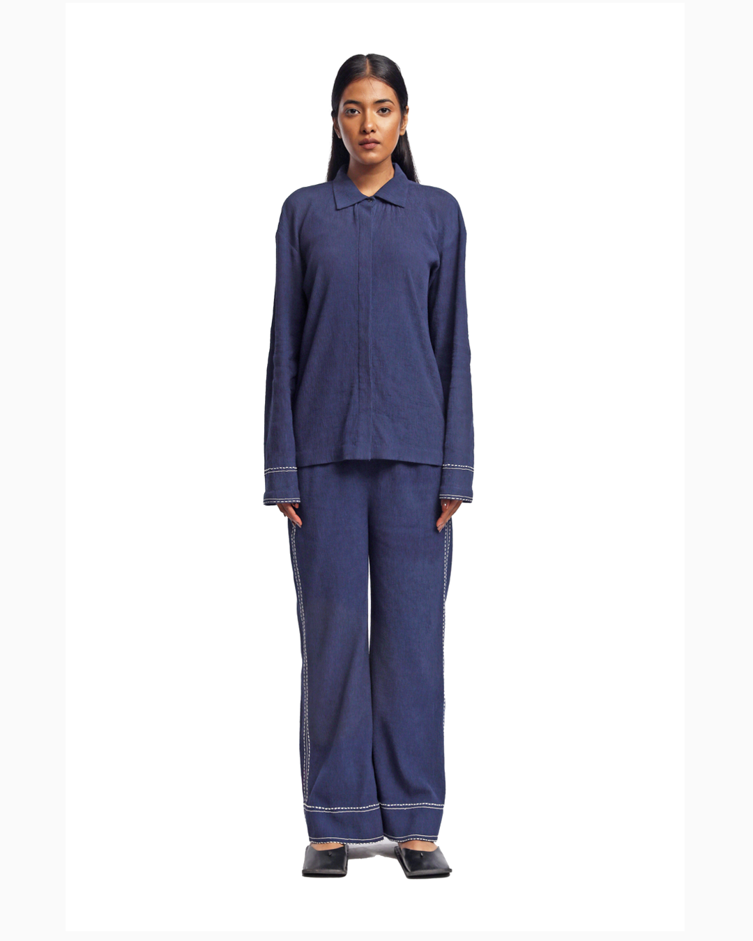 Handwoven Bamboo Blue Shirt