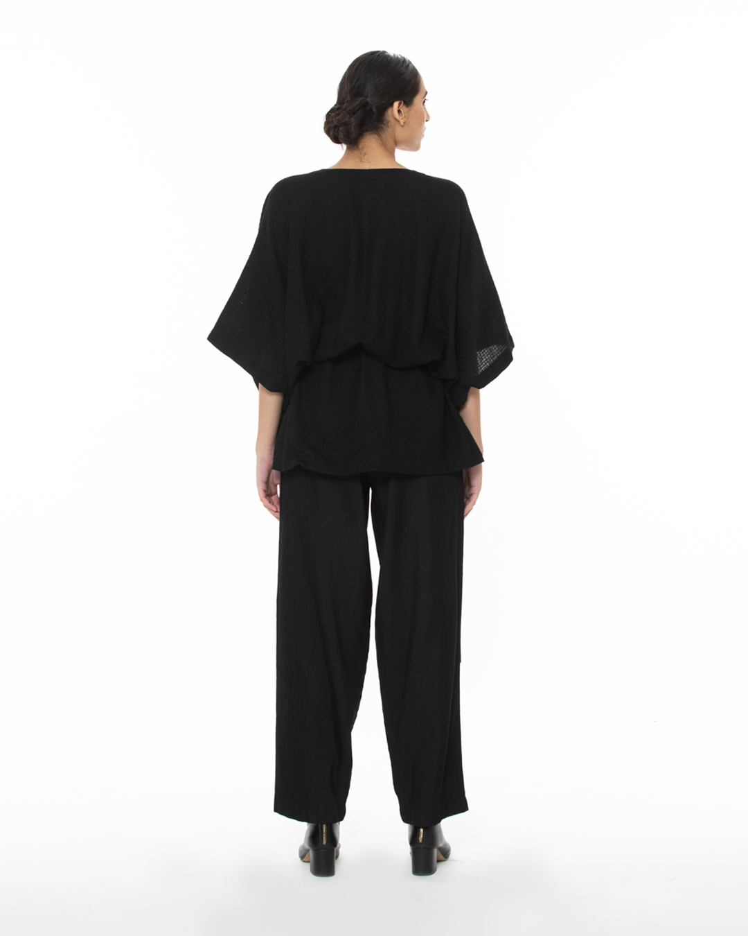 Handwoven V Neck Side Tie Marino Wool Top