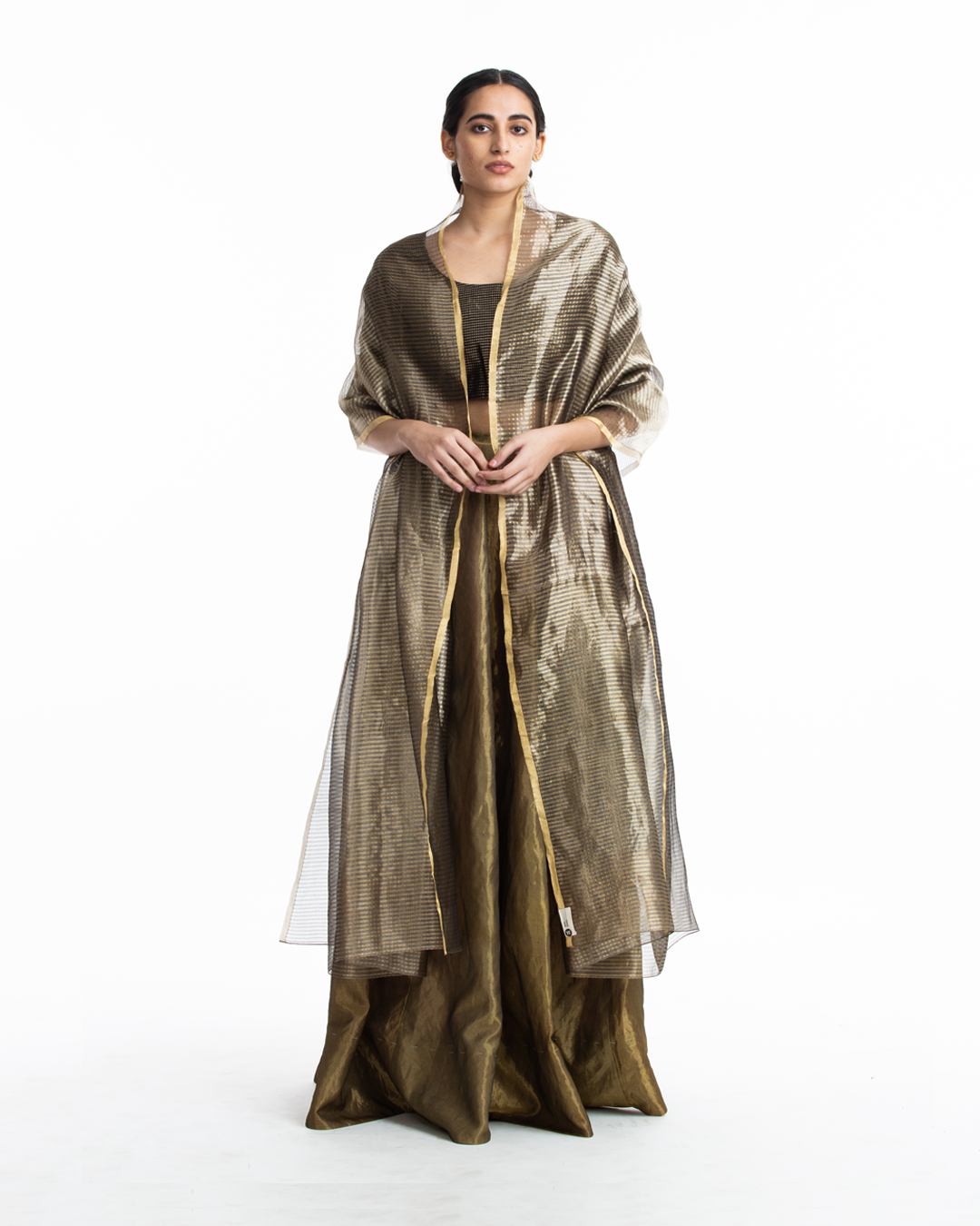 Handwoven Gold on Silver Textured Metallic Dupatta