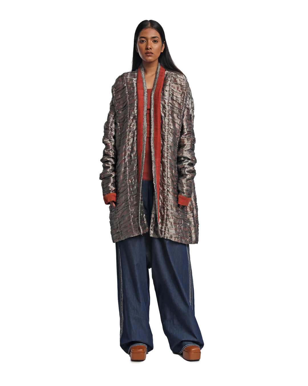 Handwoven Textured Liquid Molten Kinji Jacket